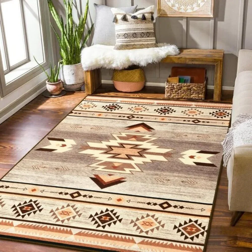 New 3x5 Beige Washable Rug, Non-Slip Aesthetic Carpet for Bedroom & Living Room